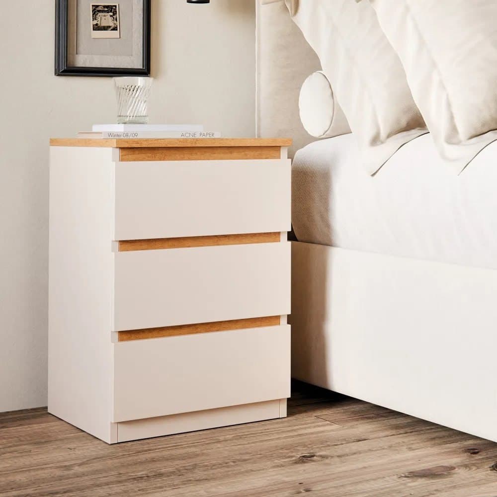 Mesa De Cabeceira Retrô Quarto Decoração 3 Gavetas - Cores